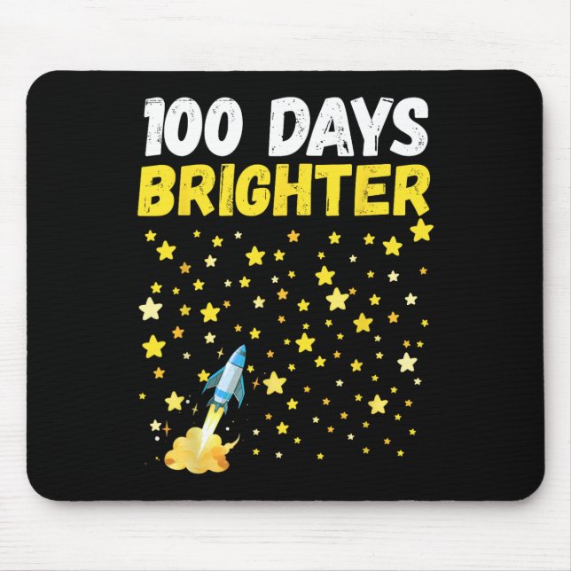 100 Days Brighter 100th Day Of School Stars Rocket Mouse Mat (Front)