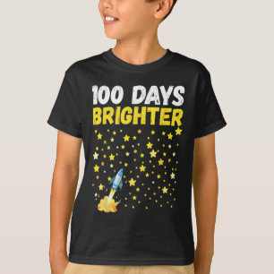 100 Days Brighter 100th Day Of School Stars Rocket T-Shirt