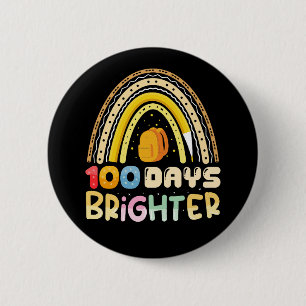 100 Days Brighter 100th Day Of School Teacher 6 Cm Round Badge