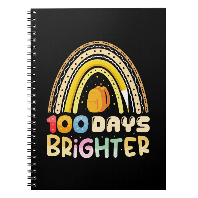 100 Days Brighter 100th Day Of School Teacher Notebook (Front)