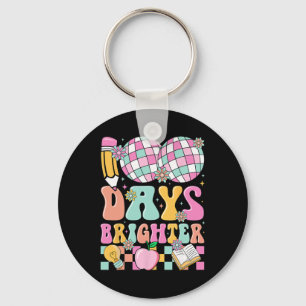 100 Days Brighter 100th Day Of School Teachers Gir Key Ring