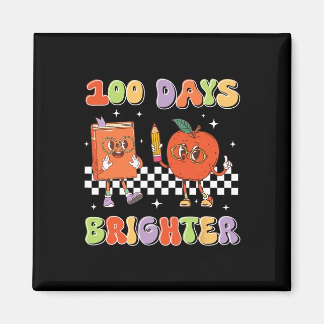 100 Days Brighter Book Smarter Students Teacher Le Magnet (Front)