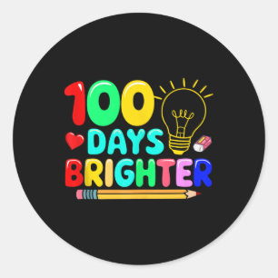 100 Days Brighter Costume Colourful Teacher Studen Classic Round Sticker