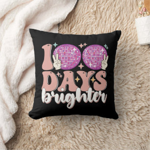 100 Days Brighter Disco Ball 100th Day Of School Cushion