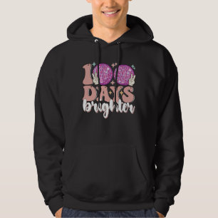 100 Days Brighter Disco Ball 100th Day Of School Hoodie