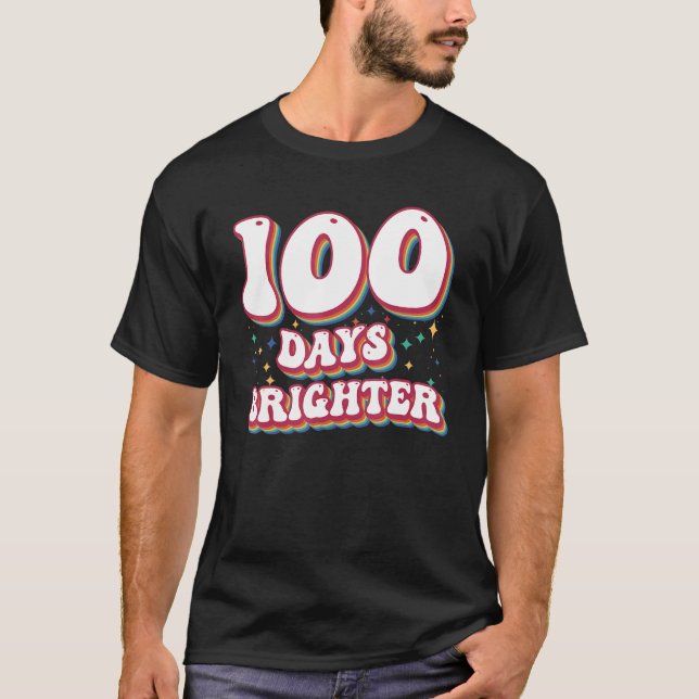 100 Days Brighter  for Teachers Kids Boys Retro Vi T-Shirt (Front)
