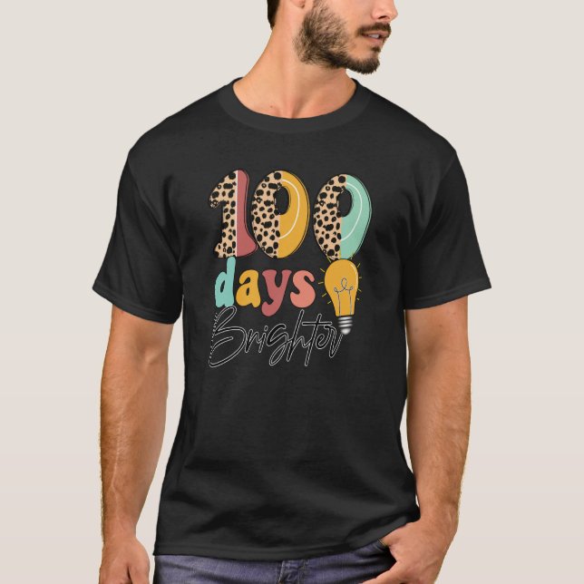 100 Days Brighter Fun Leopard Balloons T-Shirt (Front)