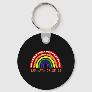 100 Days Brighter Fun Teacher 100th Day Of School  Key Ring