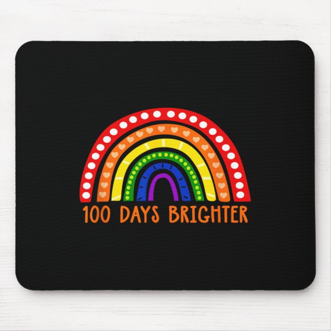 100 Days Brighter Fun Teacher 100th Day Of School  Mouse Mat (Front)
