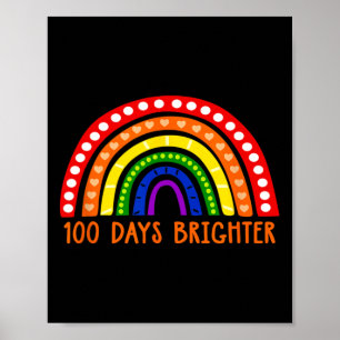 100 Days Brighter Fun Teacher 100th Day Of School Poster