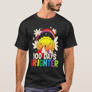 100 Days Brighter  Funny 100th Day Of School Rainb T-Shirt
