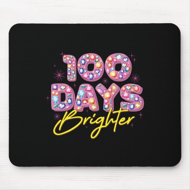 100 Days Brighter Happy 100th Day Of School Diamon Mouse Mat (Front)