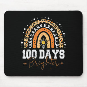 100 Days Brighter Happy 100th Day Of School Rainbo Mouse Mat