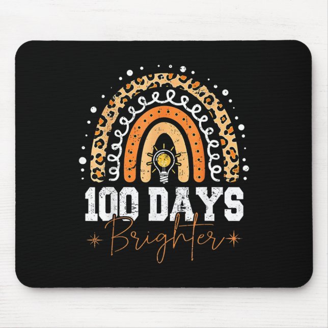 100 Days Brighter Happy 100th Day Of School Rainbo Mouse Mat (Front)