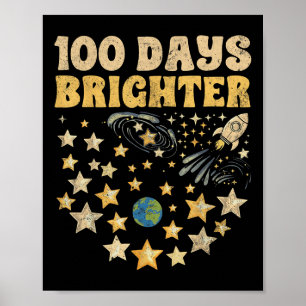 100 Days Brighter Kids 100th Day Of School Stars Poster