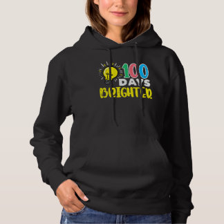 100 Days Brighter Light Bulb 100th Day School Smar Hoodie