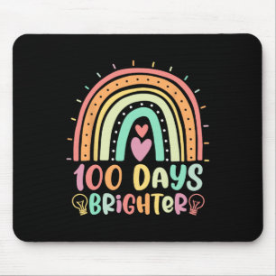 100 Days Brighter Rainbow Happy 100th Day of Schoo Mouse Mat