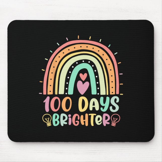 100 Days Brighter Rainbow Happy 100th Day of Schoo Mouse Mat (Front)