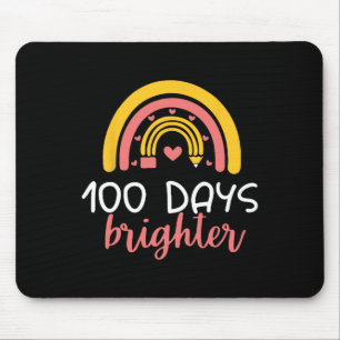 100 Days Brighter Rainbow Teacher Girl 100th Day O Mouse Mat