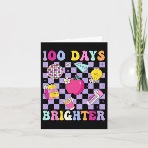 100 Days Brighter Retro Disco 100th Day Of School  Card