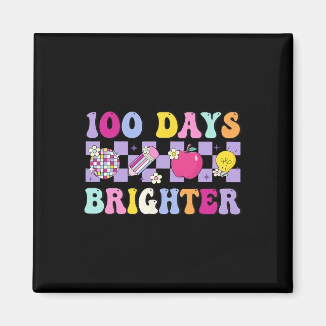 100 Days Brighter Retro Disco 100th Day Of School  Magnet (Front)