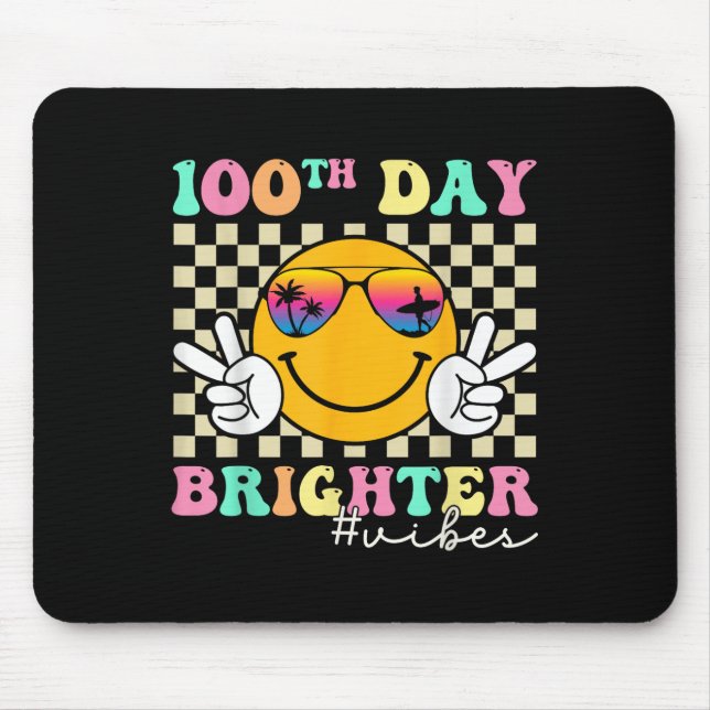 100 Days Brighter Smile Face 100th Day Of School Mouse Mat (Front)