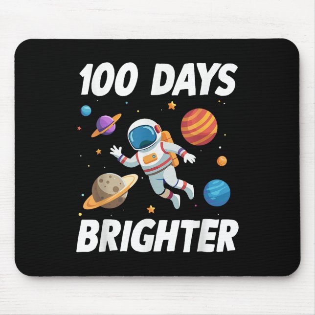 100 Days Brighter Space Astronaut 100th Day Of Mouse Mat (Front)