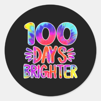 100 Days Brighter Tie Dye Funny 100 Days Of School Classic Round Sticker