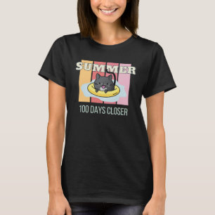 100 Days Closer to Summer Tuxedo Cat Vacation Coz T-Shirt