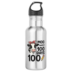100 Days Cow Shirt Vintage Engraving School Design 532 Ml Water Bottle