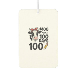 100 Days Cow Shirt Vintage Engraving School Design Car Air Freshener