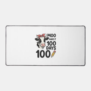 100 Days Cow Shirt Vintage Engraving School Design Desk Mat