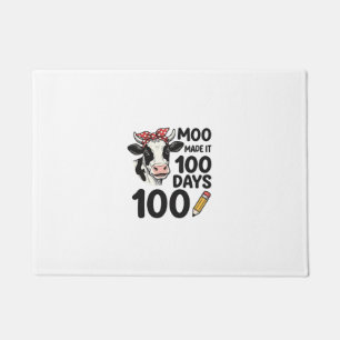 100 Days Cow Shirt Vintage Engraving School Design Doormat