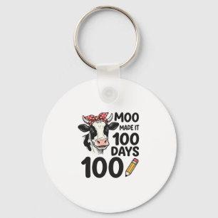 100 Days Cow Shirt Vintage Engraving School Design Key Ring