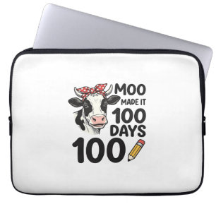 100 Days Cow Shirt Vintage Engraving School Design Laptop Sleeve