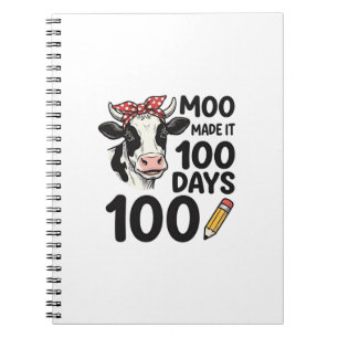 100 Days Cow Shirt Vintage Engraving School Design Notebook