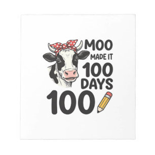 100 Days Cow Shirt Vintage Engraving School Design Notepad