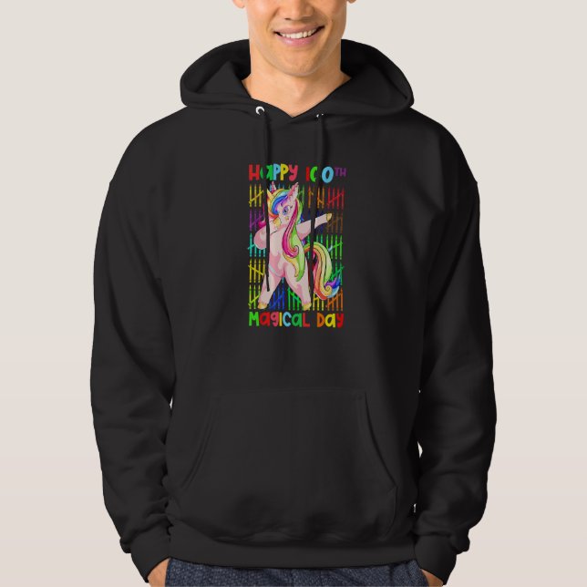 100 Days Dabbing Unicorn Happy 100th Magical Day R Hoodie (Front)