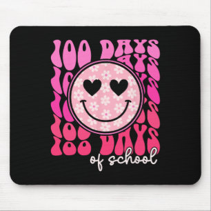 100 Days Day Of School Pink Daisy Smile Face Teach Mouse Mat