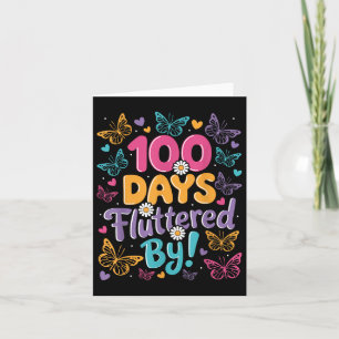 100 Days Fluttered Kids 100th Day Of School Card
