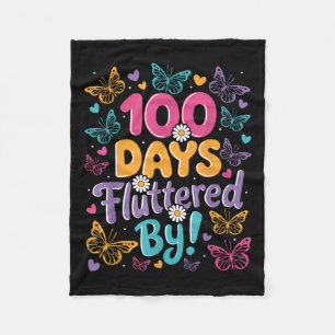 100 Days Fluttered Kids 100th Day Of School Fleece Blanket