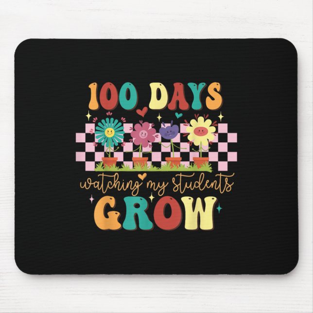 100 Days Growing Boho Flowers Teacher 100th Day Mouse Mat (Front)