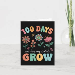 100 Days Growing Boho Flowers Teacher 100th Day Of Card