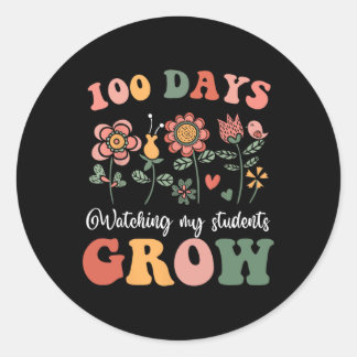 100 Days Growing Boho Flowers Teacher 100th Day Of Classic Round Sticker