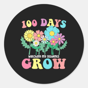 100 Days Growing Boho Flowers Teacher 100th Day Of Classic Round Sticker