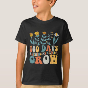100 Days Growing Boho Flowers Teacher 100th Day Of T-Shirt