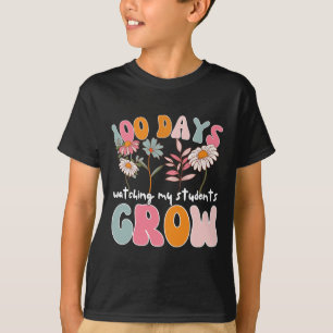 100 Days Growing Boho Flowers Teacher 100th Day Of T-Shirt