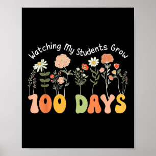 100 Days Growing Boho Flowers Teacher 100th Day Poster