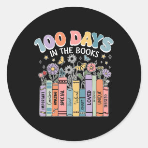 100 Days In The Books 100th School Flower Teachers Classic Round Sticker