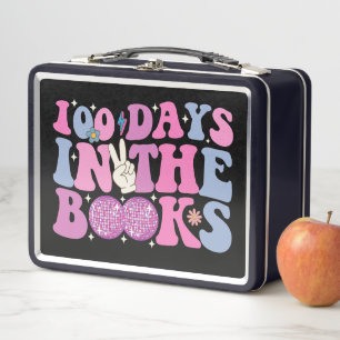 100 Days In The Books Disco Ball Groovy Retro Metal Lunch Box